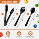 45Pcs Plastic Serving Utensils Set Black Disposable Serving Spoons Tongs Forks for Serving Food Heavy Duty Large Serving Utensils Supplies for Parties Buffet Restaurant Dinner