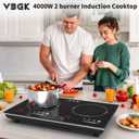 VBGK 2 burner induction cooktop,110V 4000W 2 burner induction stove top with Brushed Panel LED touch Control,8 Power Levels, Kids Lock & 4H Timer 2 burner hot plate