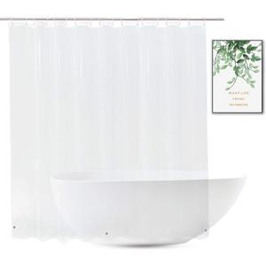 Extra Wide Shower Curtain Liner 108 x 72, Waterproof Heavy Duty Clear Vinyl Shower Liner for Bathroom and Bathtub, 18 Plastic Hooks