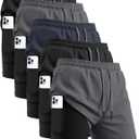 HOPLYNN 5 Pack Mens 2 in 1 Running Shorts with Liner, Quick Dry Workout Training Gym Athletic Sport Shorts with Pockets (Black, L)