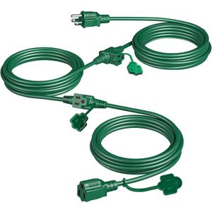 Eversimpleinc Outdoor Extension Cord with Multiple Outlets, (25FT 3 Outlets) Evenly Spaced with Weatherproof Cover, Ideal for Christmas Decoration Garden Patio Lights, 16AWG/3C SJTW, ETL Listed (Green)
