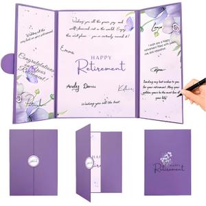 Purple Retirement Gift for Women, Retirement Party Decorations, Creative Retired Guest Sign in Guest Book Alternative, Offcially Retired Signing Card Board for Farewell Party Supplies