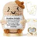 7 x Emotional Support Crochet Positive Potato Inspirational Cheer Gifts for Women,Handmade Positive Crochet Gift Thank You Birthday Mothers Day Teacher Appreciation Gifts for Coworker Nurse Mom Friend