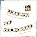 90th Birthday Decorations Supplies Men - 27 Pcs Retro Newspaper Theme Awesome Since 1936 Letter Banner Hanging Swirls Latex Balloons Backdrop for Men Women 90 Years Old Happy Birthday Party Decor