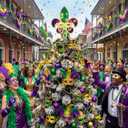 Mardi Gras Tree Toppers Decorations LED Large Wood Carnival Treetop Plug Purple Green Gold Mardi Gras Fleur De Lis Mystery Mask Decorations for Carnival Holiday Indoor Outdoor Party Favors (10 Inches)