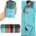 JAICOM Sleeping Bag Liner, Travel Sheets & Adult Sleep Sack, Ultralight and Portable Summer Sleeping Bag - Ideal for Backpacking, Hotels and Hostels, Business Trips, Camping (Glacier Blue)