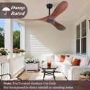 60 Inch Ceiling Fan No Light, Wood Indoor Outdoor Ceiling Fans for Patios Living Room Bedroom Gazebo, Big High CFM Wet Rated Wooden Propeller Ceiling Fan for Sloped Ceiling (Walnut)