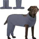 KOESON Dog Recovery Suit Hind Leg, Recovery Sleeve for Female Male Dogs, Pet Leg Sleeve to Stop Licking, Pet Rear Leg Wound Cover, Dog Spay Onesie for Wound Heal Care (XXX-Large, BlueGrey)