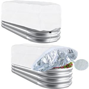 Plant Covers Freeze Protection 6.3 x 3 x 1.5 FT Rectangular Plant Cover for Winter, 2 Pcs Frost Cloth for Outdoor Plants Raised Garden Bed Cover, Winter Frost Blanket with Insulated Liner Drawstring