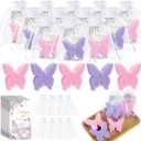 Dunzy 100 Sets Butterfly Theme Baby Shower Favors for Guests Christmas Butterfly Soap Favors with Thanks You Cards Gender Reveal Baptism Party Decorations Wedding Bridal Souvenirs (Purple,Pink)