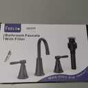 Bathroom Faucets for Sink 3 Hole, Hurran Matte Black Bathroom Sink Faucet with Pop-up Drain and Supply Lines, Stainless Steel Lead-Free Widespread Faucet for Vanity RV Farmhouse Sink