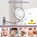 Wall Mounted Makeup Mirror, 1X/5X Magnifying Mirror Double Sided, 8 Inch Extendable Bathroom Mirror for Shaving, Nickel