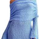 IYICLOTH Women's Beach Cover Ups Dress Off Shoulder Bell Sleeve Sexy Summer Vacation Swimwear Bodycon Cover-ups M