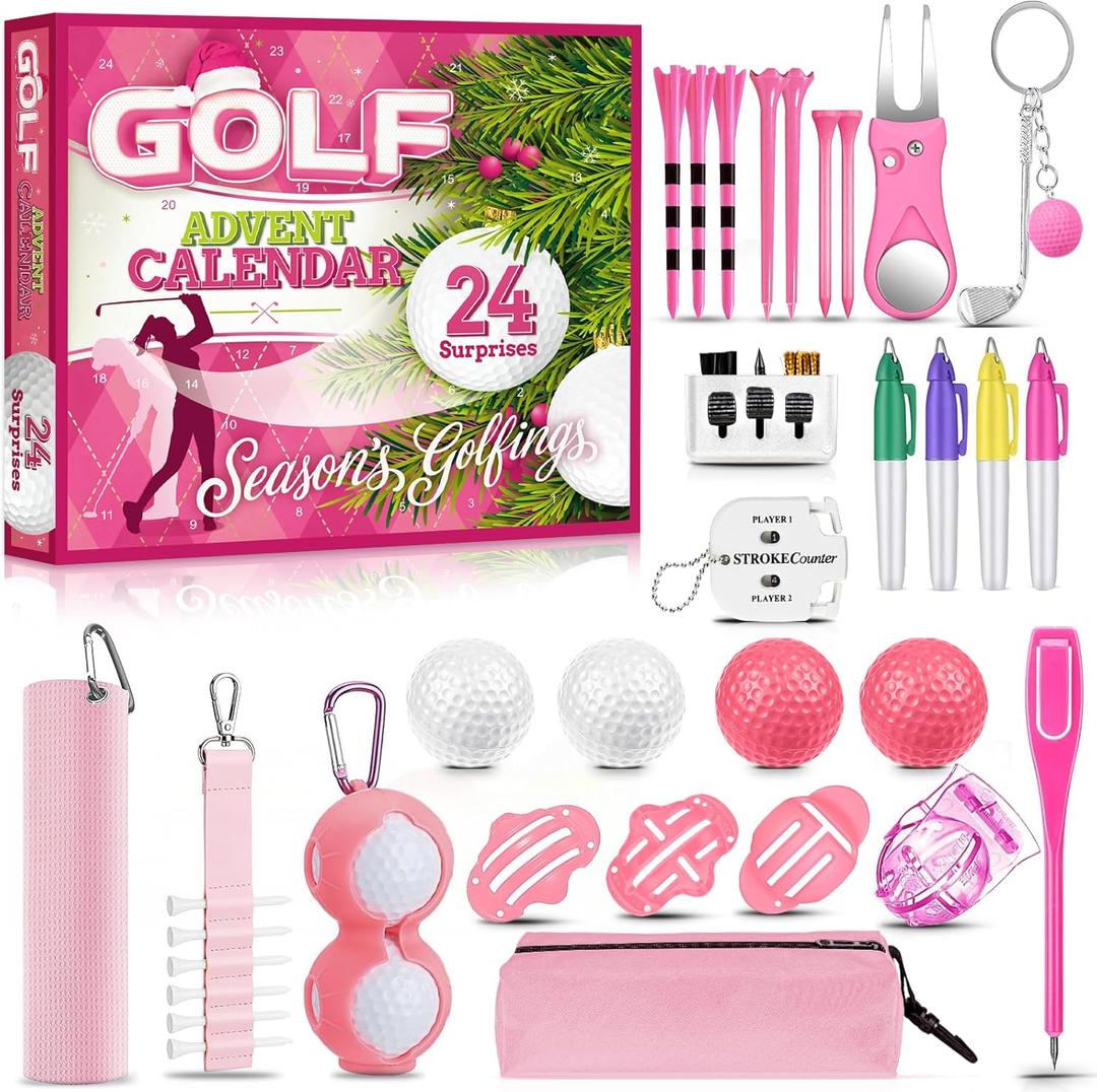 Golf Advent Calendar 2025 for Women Teen Girls, Funny White Elephant Gifts with Golf Tee & Ball, Ball Marker, Divot Repair Tool Christmas Gifts for Women Wife Girlfriends Mom Daughter