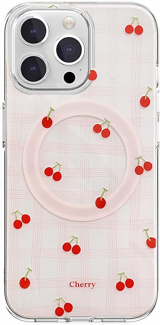 Magnetic Case for iPhone 14 Pro, Compatible with Magsafe, Cute Cherry Aesthetic Phone Case Protective Cover for Women Girls