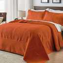 Qucover Alaska King Bedspread, Extra Wide Oversized King Bedspread 132x 120, 3 Piece Soft Microfiber Lightweight Oversized King Quilts Set, Vintage Persian Pattern, Burnt Orange