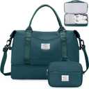 Weekender Bags for Women,Overnight Travel Duffel Bag with Shoes Compartment& Toiletry Bag,Extra Large(Peacock Blue)