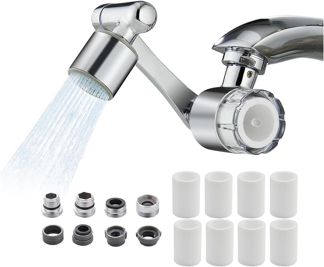 YYKBZ Water Filter For Sink Faucet Extender,1080 Swivel Aerator,2 Modes Spray Sink Water Filter,Brass Faucet Mount Purifier System For Kitchen/Bathroom/Toddlers,Multiple Adapters With 9pcs Filters