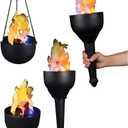 4 in 1 Flame Lamp, 3D Artificial Fire Flames Battery Operated Fake Fire Lamp, Realistic Effect Light, Fake Fire Bowl Hanging Flame Light for Stage Club Decor(Black)