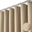 Dynamene Beige Fabric Shower Curtain - Waffle Textured Heavy Duty Cloth Shower Curtains for Bathroom, 256GSM Hotel Spa Luxury Weighted Bath Curtain Set with 12 Plastic Hooks,72x72, Beige/Khaki