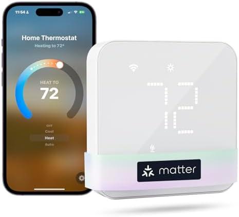 meross Smart Thermostat for Home, WiFi Thermostat Works with Matter, Alexa, Apple Home, Google Assistant, App & Voice Control, 7x24h Scheduling, Energy Saving, C-Wire Required