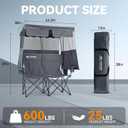 Double Camping Chair with Canopy,2 Person Folding Chair with Canopy, Grey, Standard
