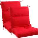 High Back Chair Cushion, 44" x 20" UV Resistant & Water-Repellent Patio Furniture Chair Pads with Non-Slip Ties for Rocking Chairs, Adirondack, Dinning Chairs, Wine Red, 2Pcs