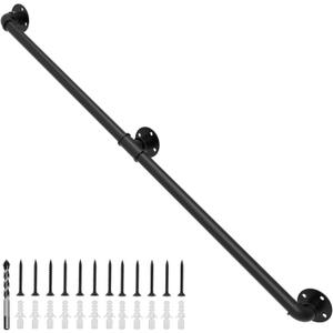 6FT Handrails for Indoor Stairs, 1.25 Stair Railing Indoor with Matte Black Finish, Bar Foot Rail Kit for Stairs, Porch, Loft (6ft)