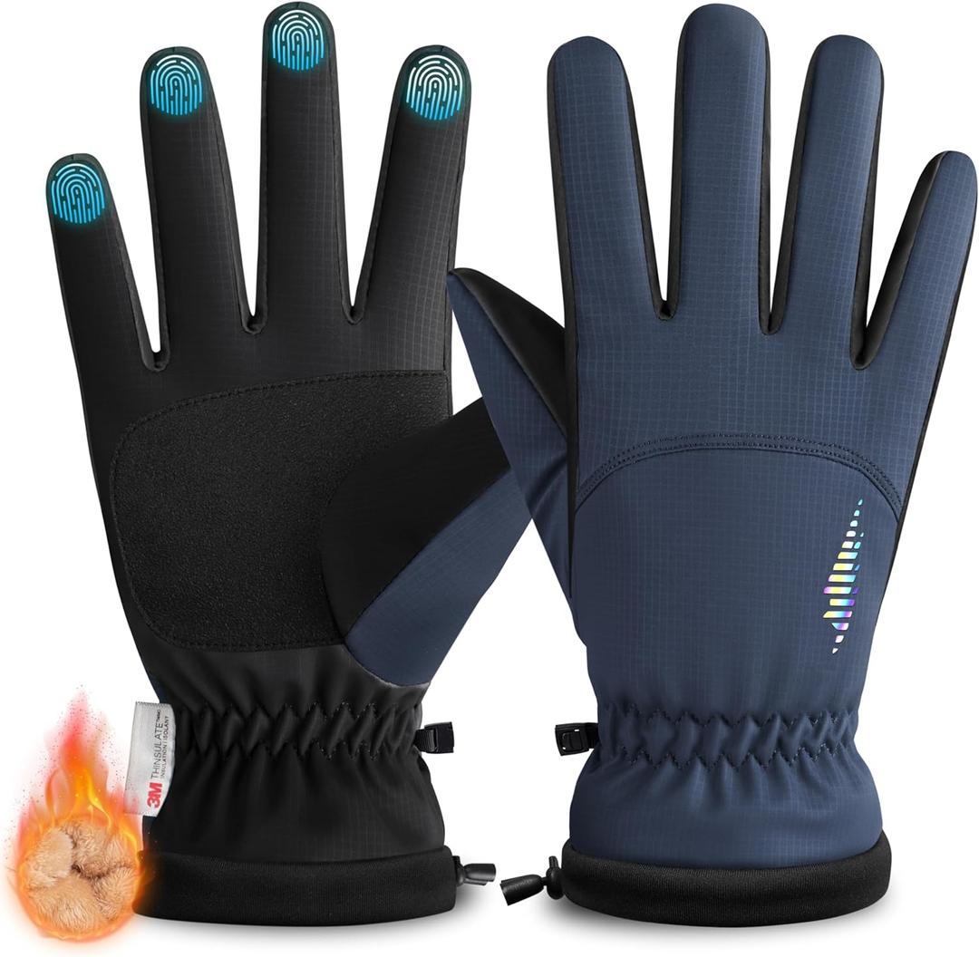 rivmount Kids Ski Gloves Touchscreen Waterproof Warm for Boy Girl Youth Outdoor Skiing Cycling Snow Winter (M(6-8Y), Blue)