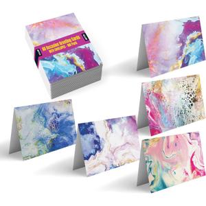 Better Office Products 100-Pack All Occasion Greeting Cards, Assorted Blank Note Cards, 4 x 6 inch, 5 Abstract Art Designs, Blank Inside, with Envelopes, 100 Pack