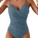 B2prity One Piece Swimsuit Tummy Control Criss Cross Bathing Suit Slimming Ruched Swim Suit Push Up V Neck Swimwear, XL