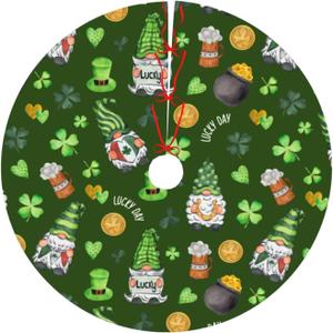 Gnome St Patricks Day Christmas Tree Skirt 48 Inches, Xmas Tree Skirt Party Indoor Decoration Ornaments Hat