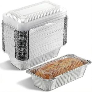 IMengjbang 50 Pack Disposable Bread Pans with Lids for Baking, 1.5lb Aluminum Foil Loaf Pans Bakeware Set Food Storage Containers Pastry Boxes for Cakes, Bread, Meatloaf, Baking Storing Takeout