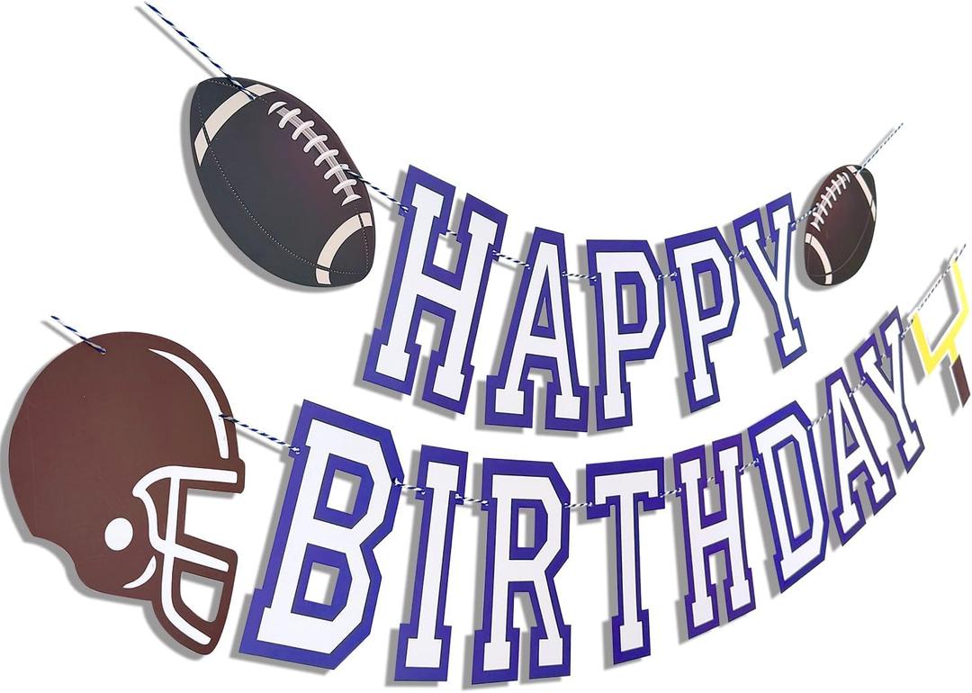 Football Happy Birthday Banner,Football Party Decorations, Happy Birthday Bunting Sign for Sport Theme Decoration