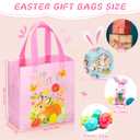 Tudomro 60 Pieces Easter Tote Bags with Handles Bunny Non Woven Bags Reusable Easter Grocery Shopping Bag Kitchen