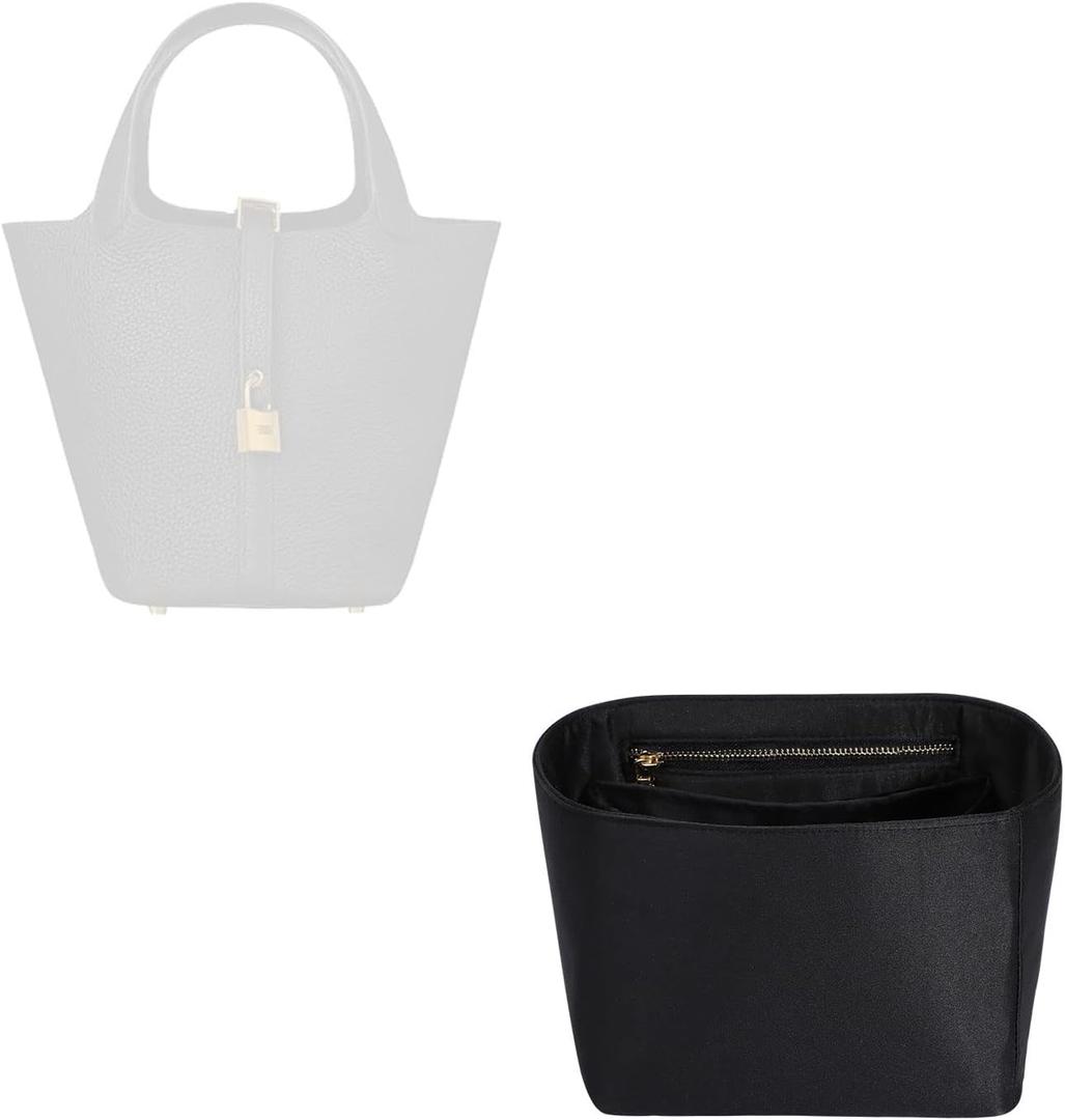 Hermes ZTUJO Picotin 18 Organizer Insert, Luxury Purse Organizer Insert, Silky Smooth, Fits Picotin 22 Bags (Black)