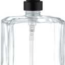 Square Clear Glass Dish Soap Dispenser, Antique Refillable Hand Soap Dispenser with Rust Proof Black Stainless Steel Pump, 13.5 oz Lotion Dispenser for Bathroom Vanity, Kitchen Countertop