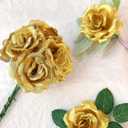 LELEE Rose Head Flowers with Stem - 108pcs Gold Rose Artificial Flowers Bulk - 3.1'' Silk Roses Fake Flower for Wedding Bouquet Party Home Decor DIY Baby Shower Centerpieces Tables Decoration