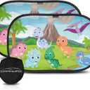 CARAMAZ Car Window Shade for Baby with Certified UV-Protection 2 Pack - 20"x12" (Dinoland)