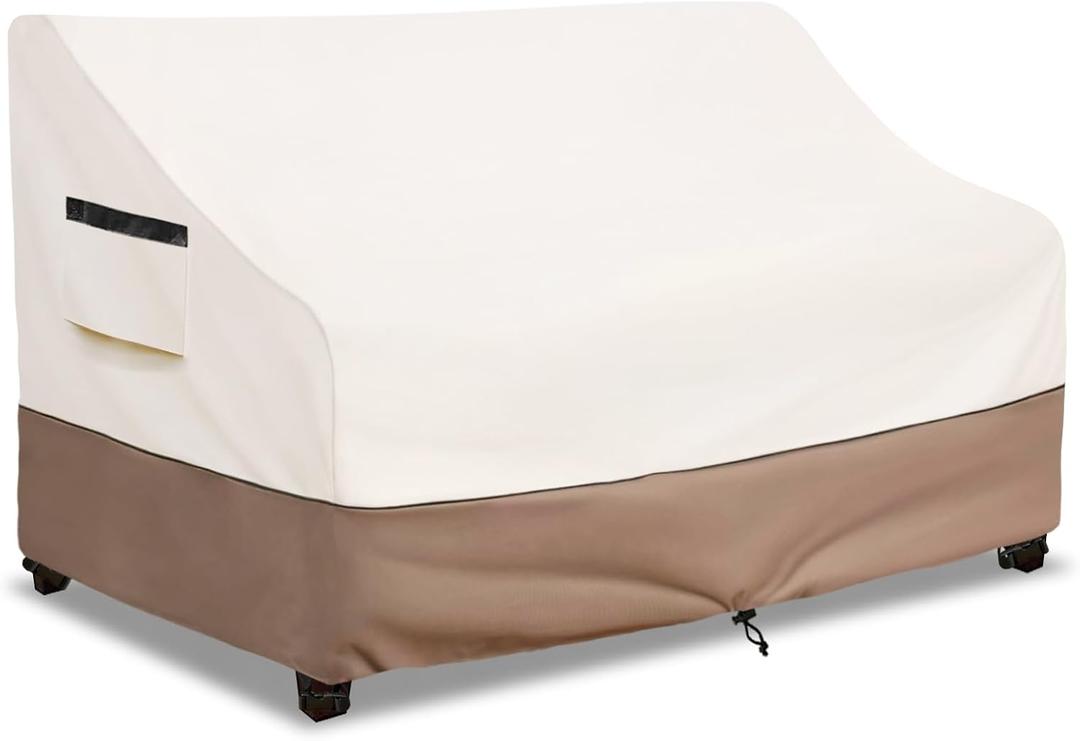 Outdoor Furniture Covers Waterproof 3 Seater Outdoor Couch Cover, 76W x 32.5D x 33H Inches Patio Furniture Covers (Beige)