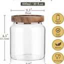 Labina Glass Storage Container Airtight Food Jars Kitchen Canister with Wood Lids, 20 Oz Wide Mouth Pantry Organization Glass Jar for Flour, Sugar, Cookie, Spagetti, Nuts and Candy (2 Pack)