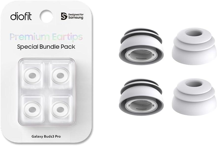 Premium Multi-Flange Eartips for Galaxy Buds3 Pro (White, Medium)