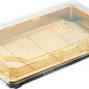 Restaurantware 9.25 In Gold Plastic Sushi Trays with Clear Lids, 100 Ct