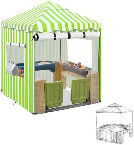 Hadisi Playhouse Cover,600D Heavy Duty Outdoor Waterproof Play House Covers,47.5" W x47.5 D x60 H with Transparent PVC Doors and Windows,Suitable for All Around Playtime Patio with Canopy Playset