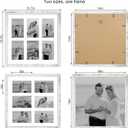 Hongkee 14x14 Picture Frame Set of 2, Distressed White with Glass Collage Frame, Display Photo Six Opening 4x6 With Mat or 14 x 14 Without Mat - Horizontal or Vertical Wall Mounting, 14x14 in matted to 6-4x6