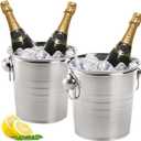 ZENFUN 2 Pack 3 Quart Ice Bucket with Handles, Beverage Tub with Handles, Galvanized Metal Ice Bucket, Drink and Wine Chiller for Bar, Party, BBQ, Great for Indoor and Outdoor Use