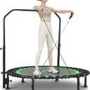 ANCHEER 40/48" Mini Trampoline with Upgraded Bungee Cords, 550LBS Capacity, Adjustable Foam Bar & Resistance Ropes, Indoor/Outdoor Rebounder for Adults (40IN, Green)