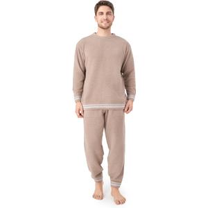 DAVID ARCHY Mens Pajamas Set Ultra-Soft Fleece Pajamas Warm Sleepwear Long Sleeve Lounge Set with Pockets (L)