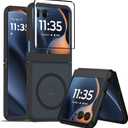 AFENGBOX for Motorola Razr 2025 Magnetic Case, Moto Razr 2025 Phone Case Compatible with Magsafe, Slim Thin Shockproof Protective Cover with Screen Protector for Motorola Razr 2025, Black