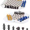3 or 4 Player Chess Board Game Set,64 Pieces Colorful Chess,Chess Game for Team with a Leather Game Mat